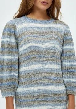 Minus Misja 3/4 Sleeve- Gebreide Jurk - Royal Blue Striped -Minus Winkel 0436dc2108454d3d8bb8a66e326e54ae