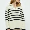 Minus Leonie Collar- Trui - S Gardenia Stripe