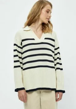Minus Leonie Collar- Trui - S Gardenia Stripe
