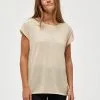 Minus Carlina- T-Shirt Basic - Medal Gold Melange/Lurex