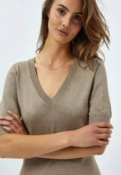 Minus Milla V Neck - Etui-Jurk - Wood Smoke Melange -Minus Winkel 1f24b631284d47f0b522e1d29ab4d49c