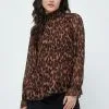 Minus Mia- Blouse - Brown Leo Print