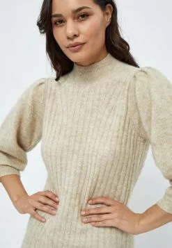 Minus Ditta - Gebreide Jurk - Oyster Grey Melange -Minus Winkel 33cf511202824e0da579a8e409b326b6