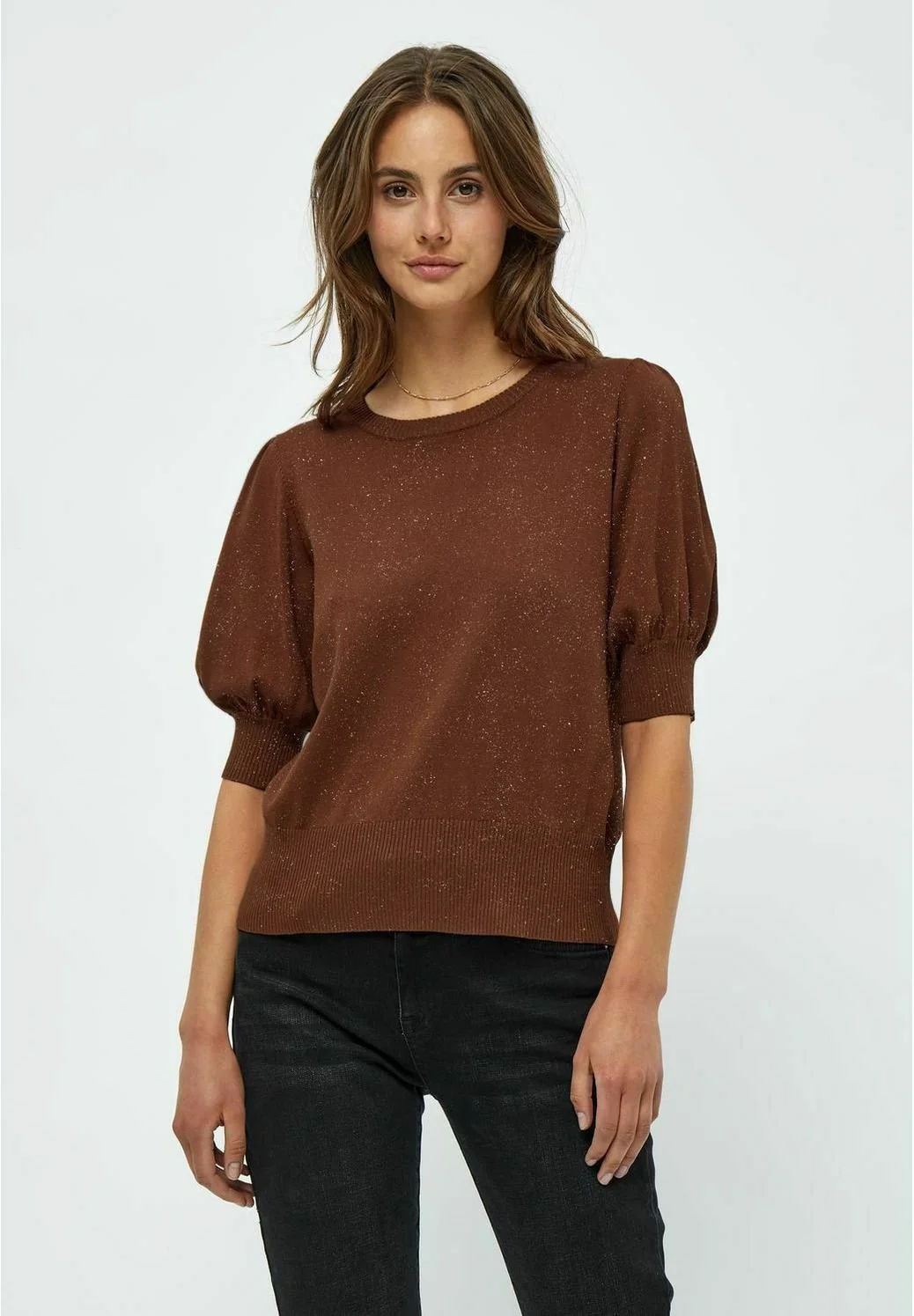 Minus Liva Puff Sleeve- T-Shirt Print - Dark Cinnamon Metallic 3 Minus Liva Puff Sleeve- T-Shirt Print - Dark Cinnamon Metallic