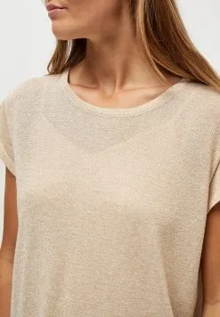 Minus Carlina- T-Shirt Basic - Medal Gold Melange/Lurex -Minus Winkel 410634ec17ec4f2eb1f5a09275d748ae