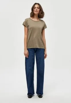 Minus Carlina- T-Shirt Basic - Wood Smoke Lurex -Minus Winkel 43cec47f179041f1980469c07b26c297