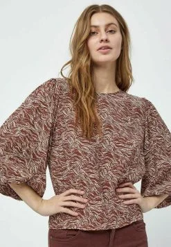 Minus Lavena Balloon 3/4 Sleeve - Blouse - P Dark Cinnamon Pr -Minus Winkel 55306bb40d304facbd91de13a0293328