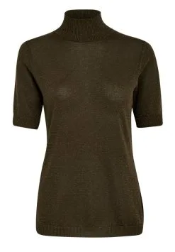 Minus Lima Roll Neck - T-Shirt Basic - Slate Brown Lurex -Minus Winkel 55ac30b2c9e34fbf892509a82a74d079