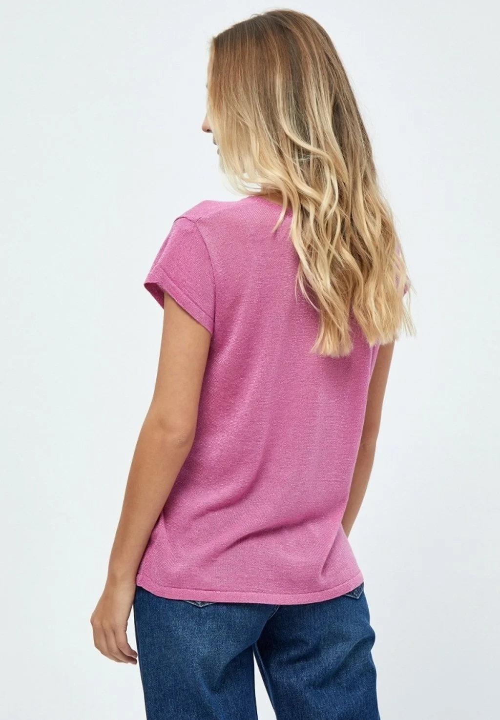 Minus Carlina- T-Shirt Basic - Super Pink Lurex 5 Minus Carlina- T-Shirt Basic - Super Pink Lurex - Afbeelding 3