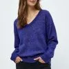 Minus Dita V-Neck - Trui - Royal Blue Melange