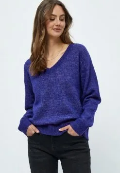 Minus Dita V-Neck - Trui - Royal Blue Melange