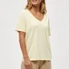 Minus Leti V-Neck Tee - T-Shirt Basic - Lemon Sorbet