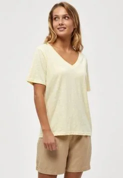 Minus Leti V-Neck Tee - T-Shirt Basic - Lemon Sorbet