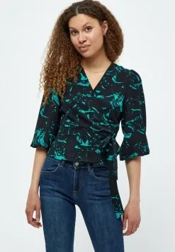 Minus Selena Wrap - Blouse - Ocean Green Swirl Print