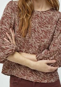 Minus Lavena Balloon 3/4 Sleeve - Blouse - P Dark Cinnamon Pr -Minus Winkel 721323e82a3c41eb8ce093eab4e68a98