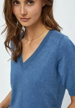 Minus Milla - T-Shirt Basic - Denim Blue Melange -Minus Winkel 7912aff802c5475ca6c7ab24c1747327