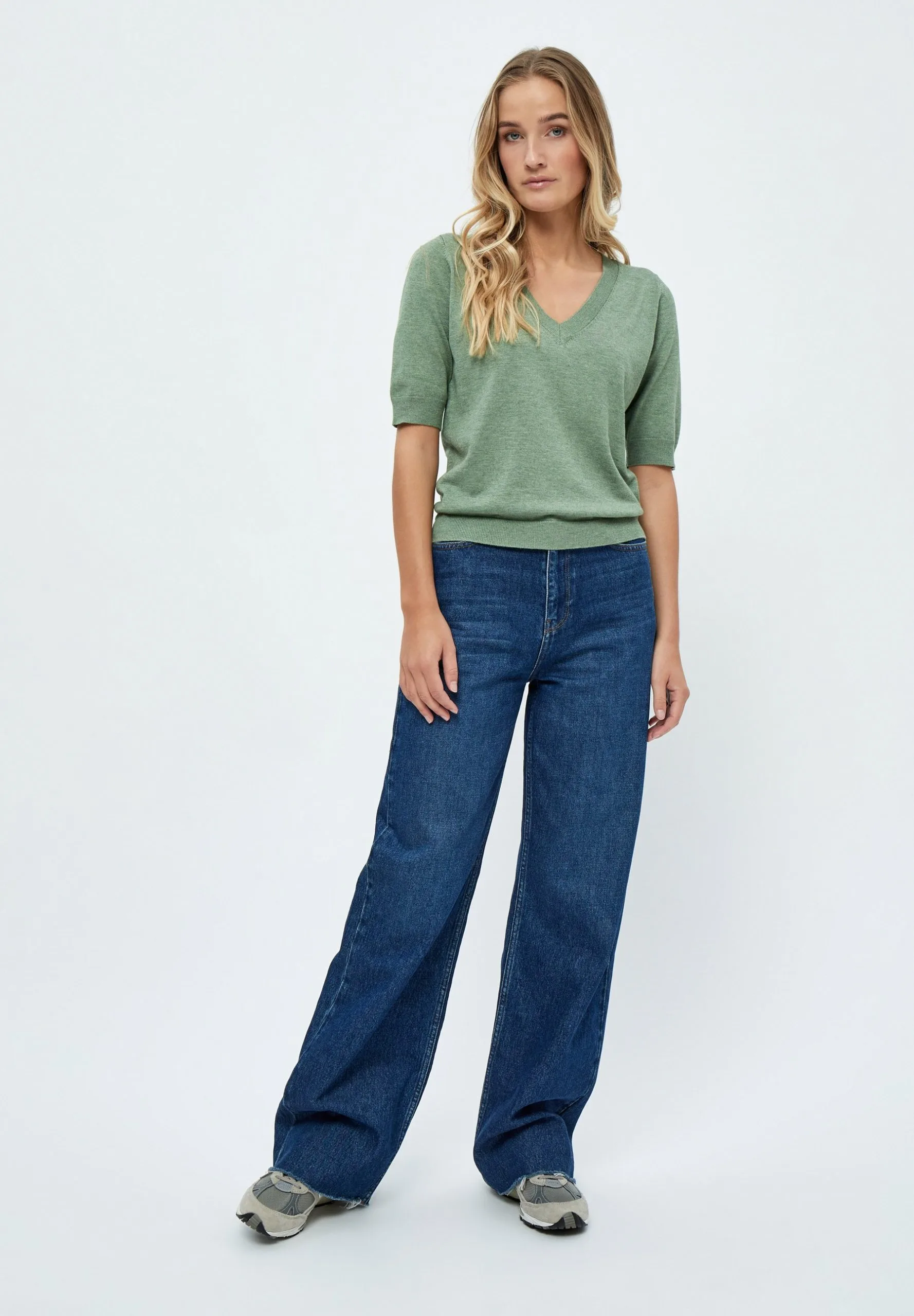 Minus Milla - T-Shirt Basic - Basil Green Melange 4 Minus Milla - T-Shirt Basic - Basil Green Melange - Afbeelding 2