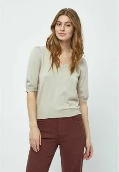 Minus Pam Scoop Neck- T-Shirt Basic - Sand Gray Melange