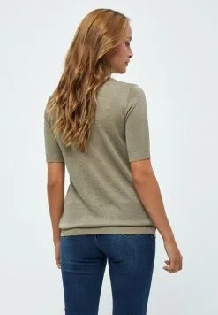 Minus Lima Roll Neck - T-Shirt Basic - Wood Smoke Lurex -Minus Winkel 949a17f3c51241a483455395bcdfdec3