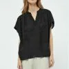 Minus Megara V-Neck Cap Sleeve- Blouse - Black -Minus Winkel a33eddd4748f478d8acdd72d7f0da58c