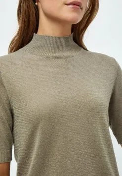 Minus Lima Roll Neck - T-Shirt Basic - Wood Smoke Lurex -Minus Winkel a79056f24f77422dbf65049e324da22c