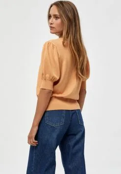 Minus Liva - T-Shirt Basic - Apricot Tan Melange -Minus Winkel b8b9450155cc41b197a9a0de3864ae72