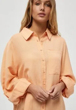 Minus Marly- Overhemdblouse - Apricot Tan -Minus Winkel baa8a0e7540b4cbd8d83f921765a3fb3
