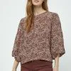 Minus Lavena Balloon 3/4 Sleeve - Blouse - P Dark Cinnamon Pr