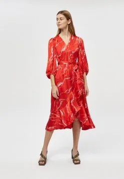 Minus Serena - Jurk - Lava Red Graphic Print