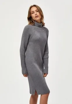 Minus Ava Turtleneck - Etui-Jurk - Light Grey Melange