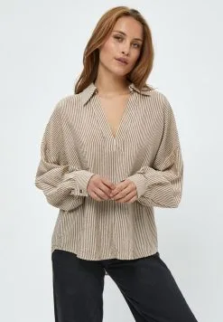 Minus Daphnea- Blouse - Slate Brown Stripe