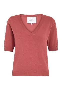 Minus Milla - T-Shirt Basic - Dusty Cedar Red Melange -Minus Winkel da151db619554d5289e044b61ce83809