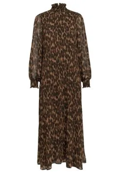 Minus Mia Smock- Jurk - Brown Leo Print -Minus Winkel e28fdcbbda6d4129996c8dc7f2432bee