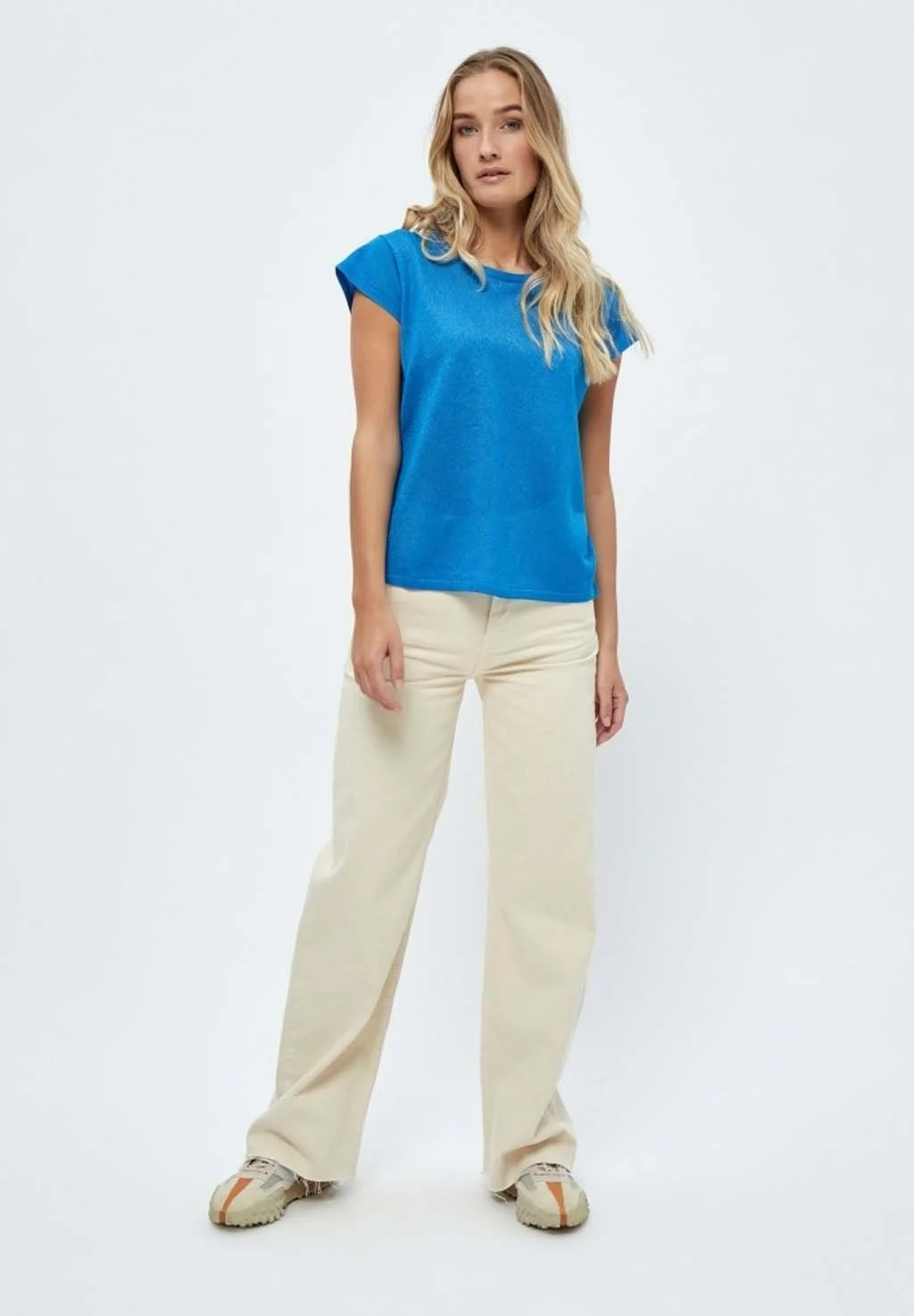 Minus Carlina- T-Shirt Basic - Ocean Blue Lurex 4 Minus Carlina- T-Shirt Basic - Ocean Blue Lurex - Afbeelding 2