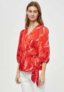 Minus Serena Grs Wrap - Blouse - Lava Red Graphic Print