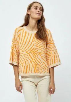 Minus Venda Jaquard 3/4 Sleeve- Trui - Sand